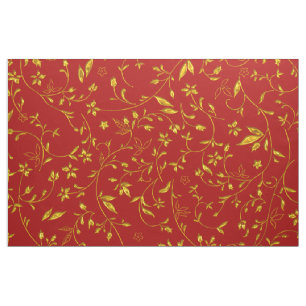 Elegant Damask Fabric Red
