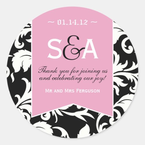 Elegant Damask Favor Stickers