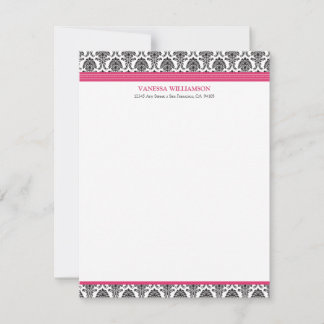 Elegant Damask Flat Note Cards (Oscars)