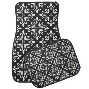 Elegant Damask: Floral Art Deco Car Floor Mat