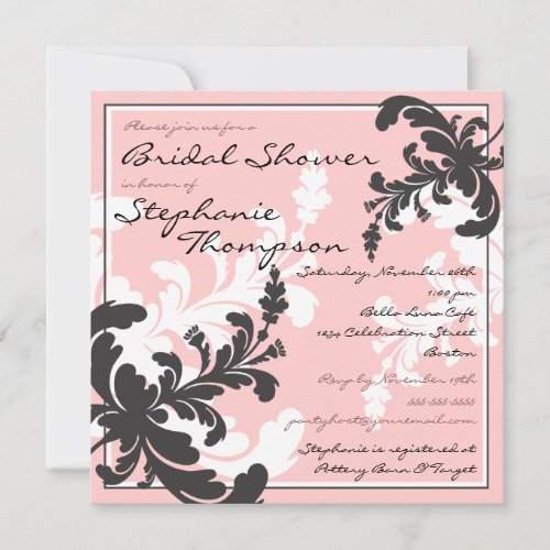 Elegant Damask Floral Bridal Shower Invitation