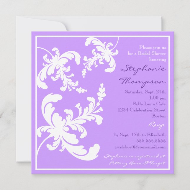 Elegant Damask Floral Bridal Shower Invitation (Front)