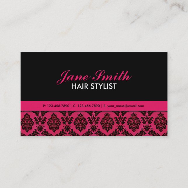 Elegant Damask Floral Modern Professional Stylish Business Card (Front)