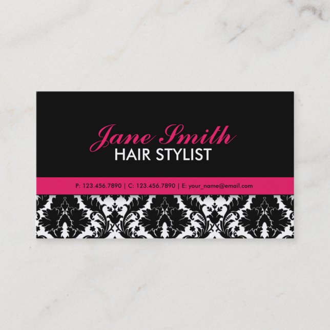Elegant Damask Floral Modern Professional Stylish Business Card (Front)