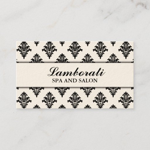 Customizable Elegant Damask Floral Pattern Cream Modern Stylish Business Card