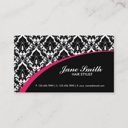 Elegant Damask Floral Retro Professional Stylish Business Card