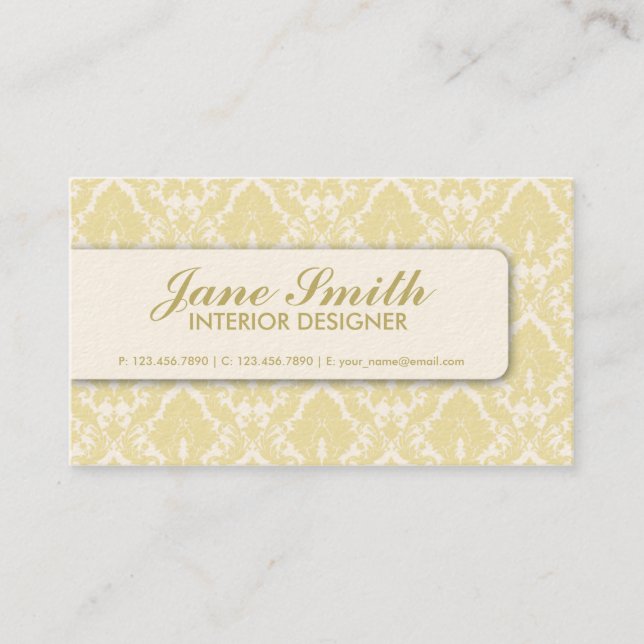 Elegant Damask Floral Retro Professional Stylish Business Card (Front)