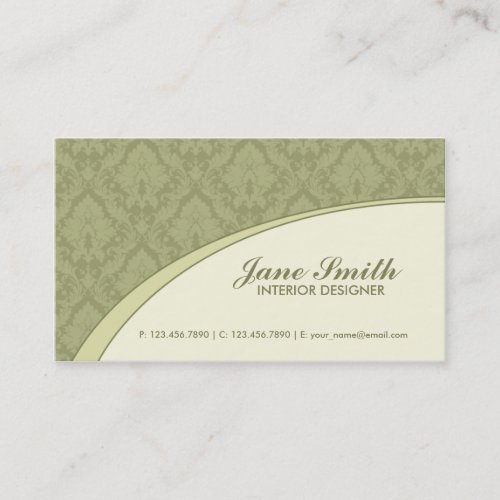Elegant Damask Floral Retro Professional Stylish Business Card