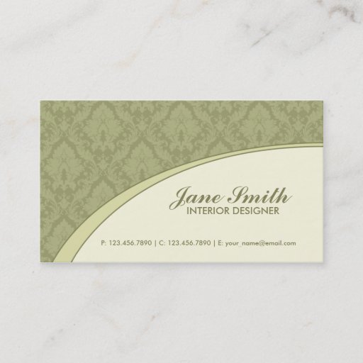 Customizable Elegant Damask Floral Retro Professional Stylish Business Card