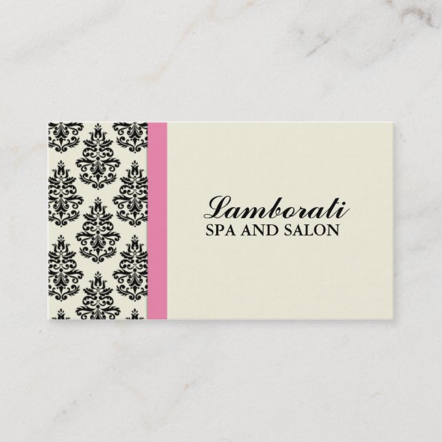 Elegant Damask Floral Stylist Salon Hairdresser Business Card (Front)