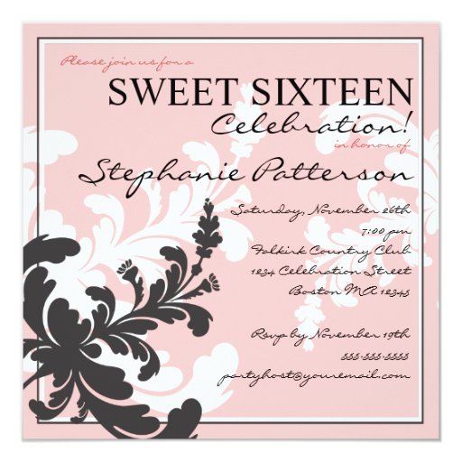 Elegant Sweet Sixteen Invitations 1