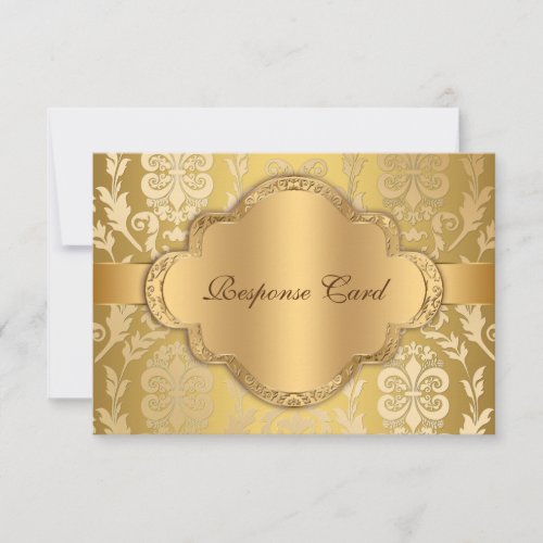 Elegant Damask Floral Swirl Gold Anniversary RSVP