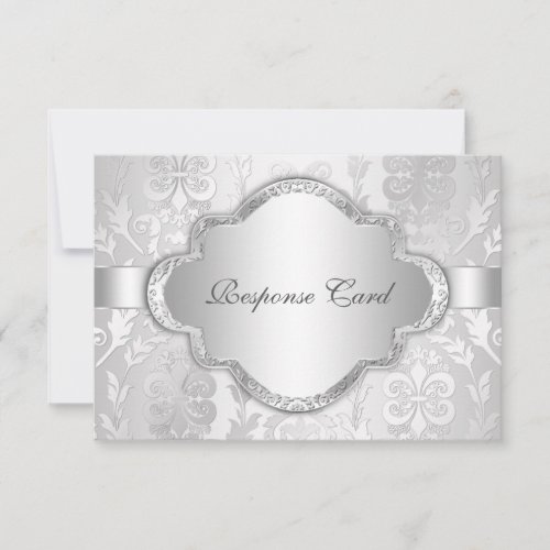 Elegant Damask Floral Swirl Silver RSVP