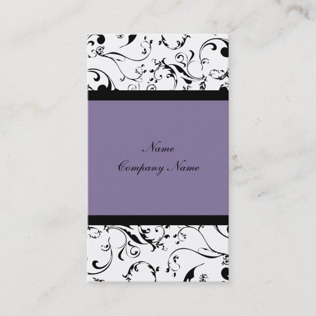 Elegant damask, floral vines business card (Front)