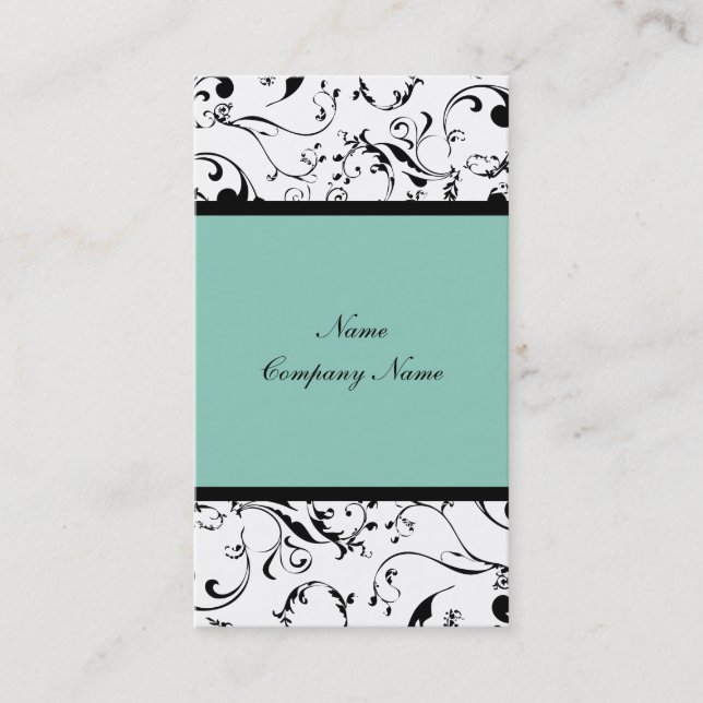 Elegant damask, floral vines business card (Front)