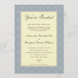 Elegant Damask Formal Wedding Invitation :: blue