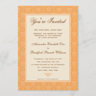 Elegant Damask Formal Wedding Invitation :: coral