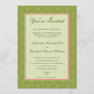 Elegant Damask Formal Wedding Invitation :: olive