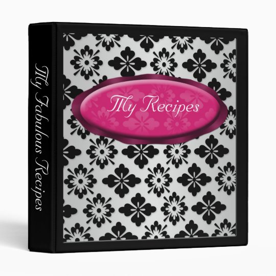 Elegant Damask Fuchsia Personalized Recipe Binder