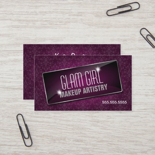 Elegant Damask Glass Jewel and Sparkles Business Card Template