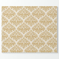 Elegant Vintage Red and Gold Royal Damask Pattern Wrapping Paper