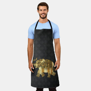 Elegant Damask Gold Paisley Elephant Apron