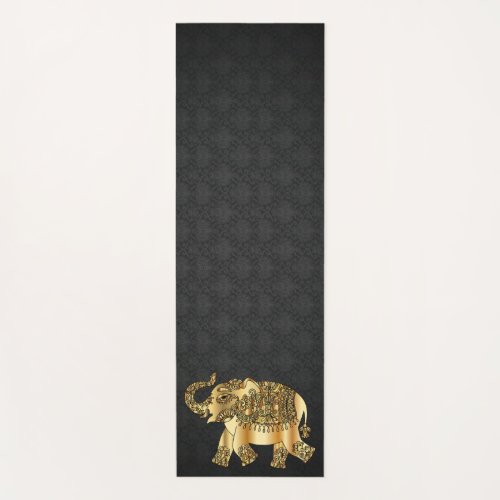 Elegant  Damask Gold Paisley Elephant  Yoga Mat