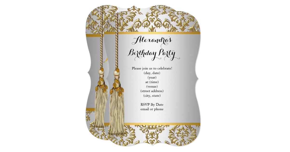 elegant damask gold silver white birthday party invitation office christmas party invitations