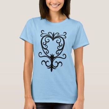 Elegant Damask Gothic Scrollwork Heart T-shirt by TheHopefulRomantic at Zazzle