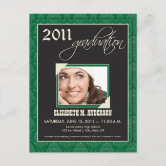 Elegant Damask Graduation Announcement (green)