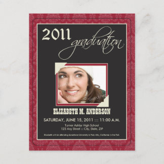 Elegant Damask Graduation Announcement (maroon)