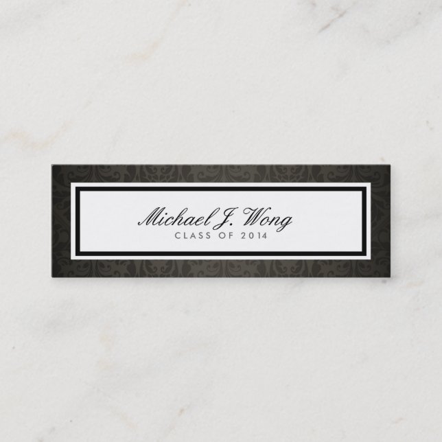 Elegant Damask Graduation Announcement Name Cards (Front)