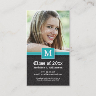 Elegant Damask Graduation Status Card (aqua)