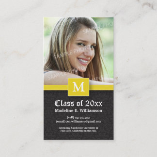 Elegant Damask Graduation Status Card (yellow)