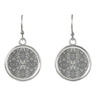 Elegant damask grey earrings