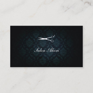 elegant damask hair stylist hairstylist teal blue business card