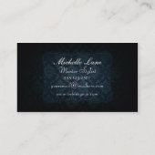 elegant damask hair stylist hairstylist teal blue business card (Back)