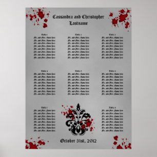 Elegant damask Halloween wedding seating chart