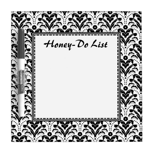 Elegant Damask Honey Do List Dry-Erase Board (Front)