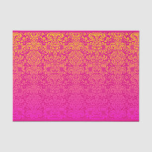 Elegant Damask (Hot Pink and Orange) Tissue Paper