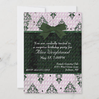 Elegant Damask Ladies Birthday Invitation