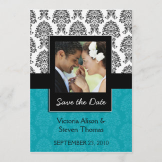 Elegant Damask Lovers Wedding Invitation (Turquois