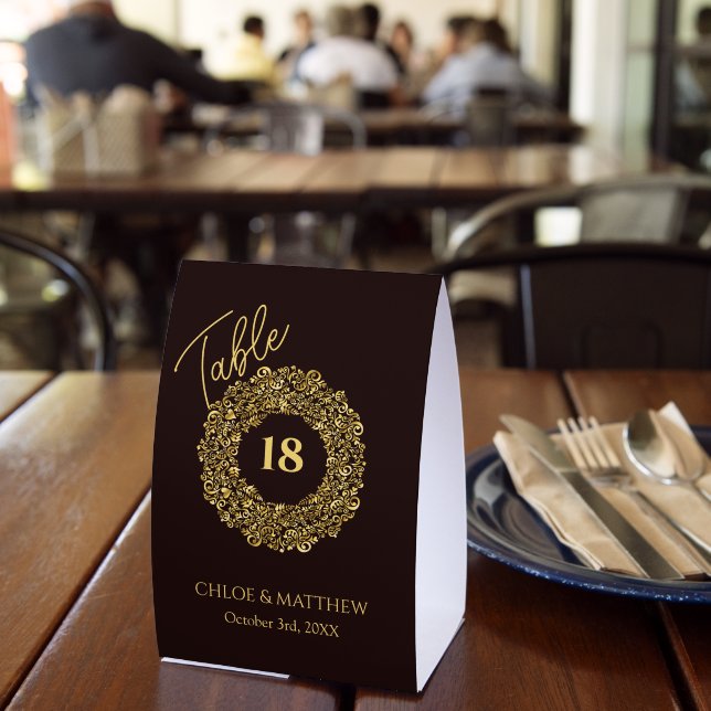 Elegant Damask  Maroon Wedding Table Number card Paper Table Tent (Insitu(Restaurant))