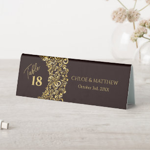 Elegant Damask  Maroon Wedding Table Number card Tent