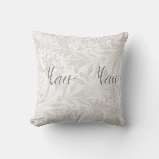 Elegant Damask Maw-Maw Throw Pillow (Front)