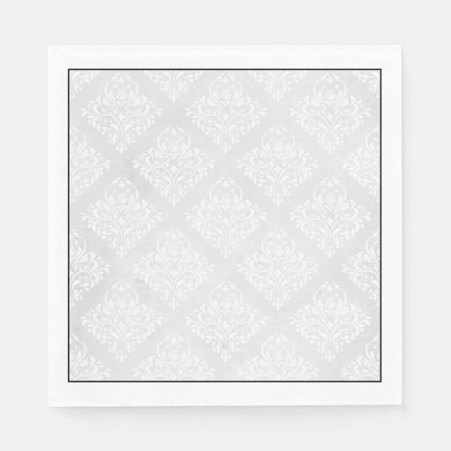 Elegant Damask Minimalist Wedding Napkins (Front)