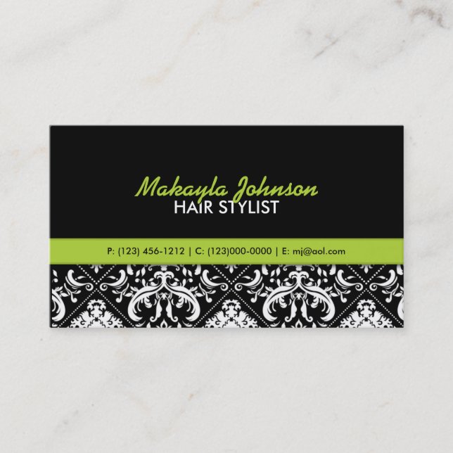 Elegant Damask Modern & Stylish Business Card (Front)