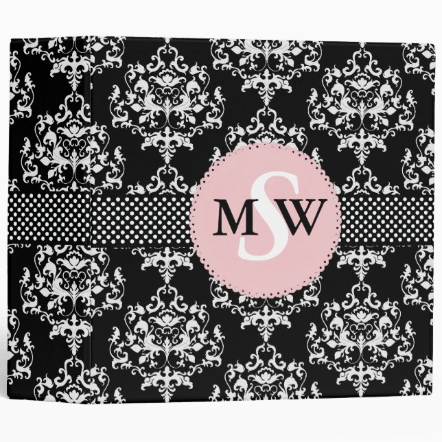 Elegant Damask Monogram Binder (Front/Spine)