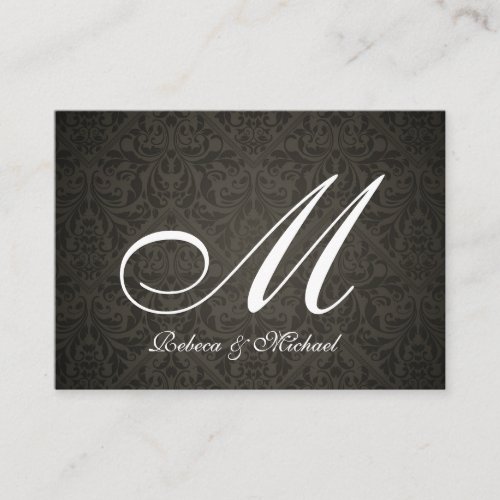 Elegant Damask Monogram Bride &amp; Groom RSVP Cards Business Card Templates