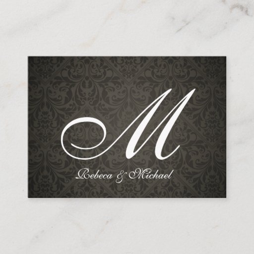 Customizable Elegant Damask Monogram Bride &amp; Groom RSVP Cards Business Card Templates